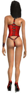 The Sims 2 female adult harness high heels red black back Download