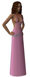 The Sims 2 - female adult long dress with slit rose -front- Download